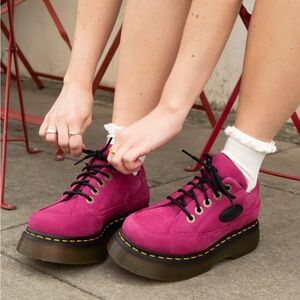 Dr. Martens Buzz 5-Eye Nubuck Shoes Fuchsia Pink Platform Leather shoes